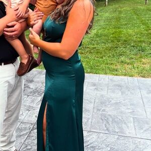Elegant One Shoulder Green Dress